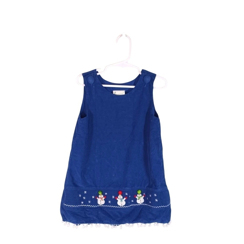 Zuccini Toddler Girls 4T Christmas Snowman Corduroy Dress Blue Holiday Boutique